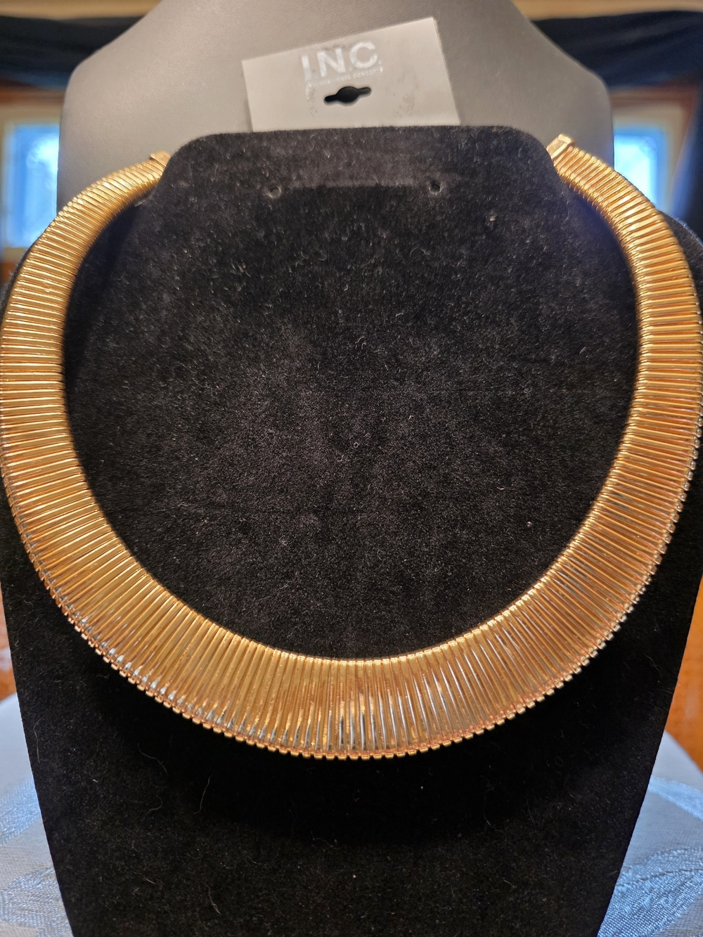#379 INC International Concepts Gold Ribbed Collar Necklace